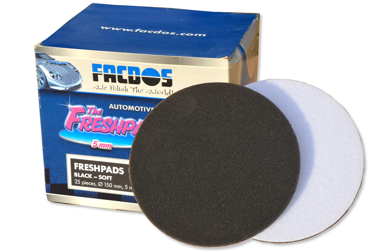 Facdos Freshpads FS00303 Polierschwamm Schwarz Soft Klett 5mm Ø150mm 1Stk.