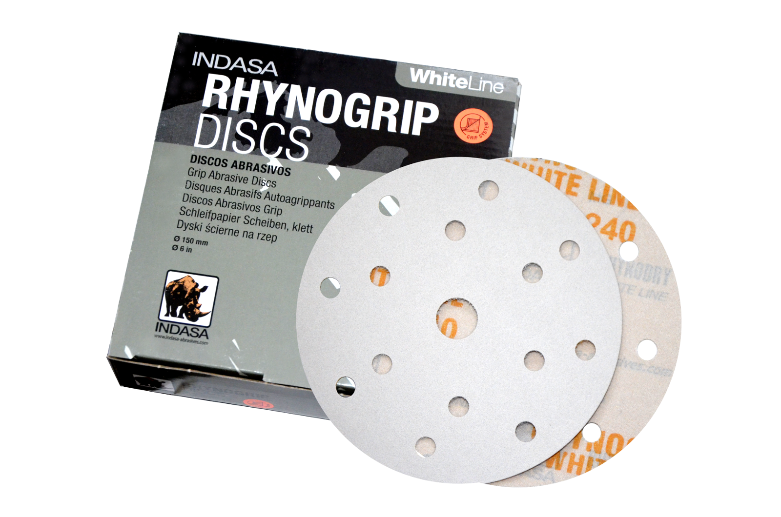 100x Indasa Rhynalox WhiteLine Selbstklebend Schleifscheiben Adhesive Ø150mm K80 